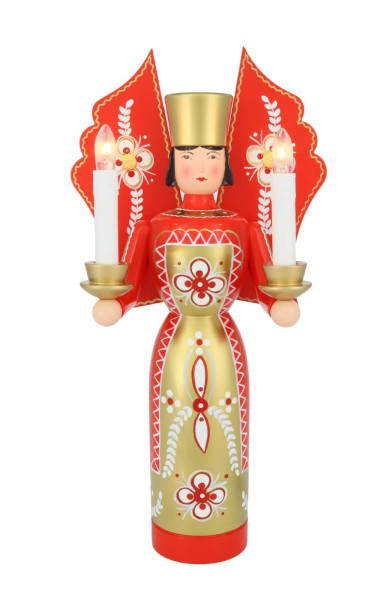 Christmas angel red - gold, 36 cm, electrically illuminated by Holzkunst Gahlenz_1
