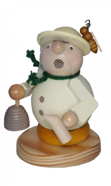 Smoking man beekeeper Willy with beehive, 11 cm by Volker Zenker