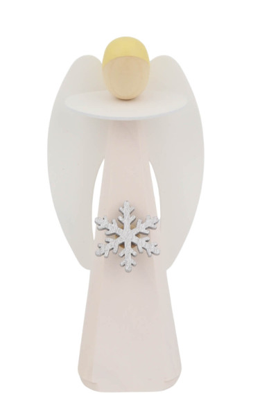 Christmas angel with snow crystal, white, 11 cm by KWO