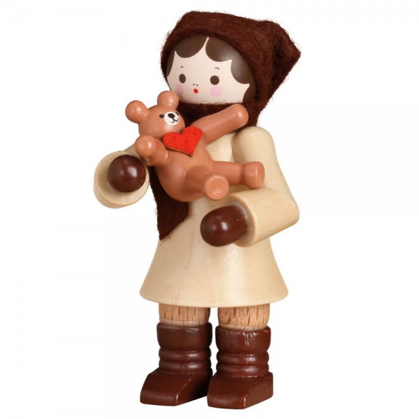 Miniatur Winterkind Mädchen mit Teddy von Romy Thiel