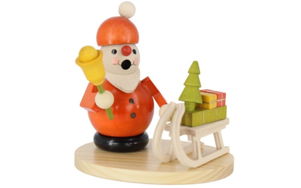 Smoking man Ruprecht with sleigh, 8 cm, colored by Ralf Zenker