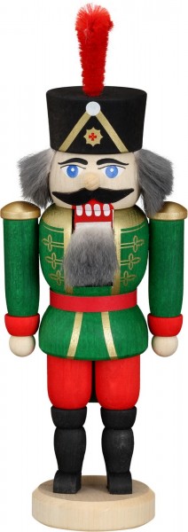 German Christmas Nutcracker Hussar, green, 12 cm, Seiffener Volkskunst eG Seiffen/ Erzgebirge