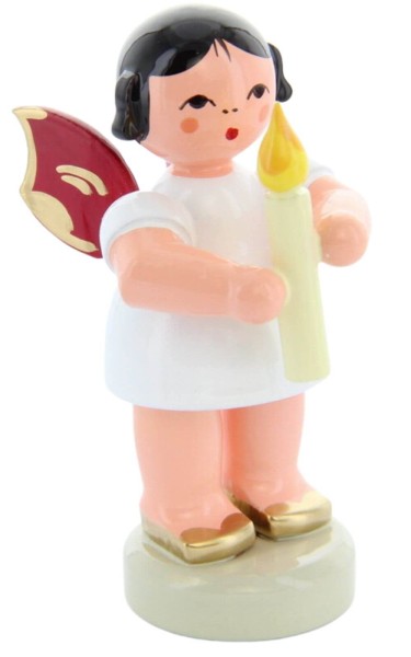Christmas angel standing with candle and red wings by Figurenland Uhlig GmbH