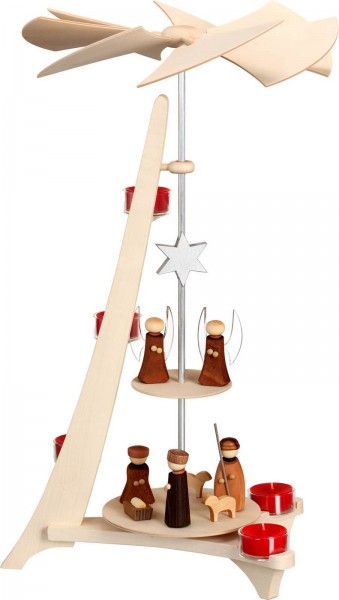 Christmas pyramid Nativity with angel, L-shape by Seiffener Volkskunst