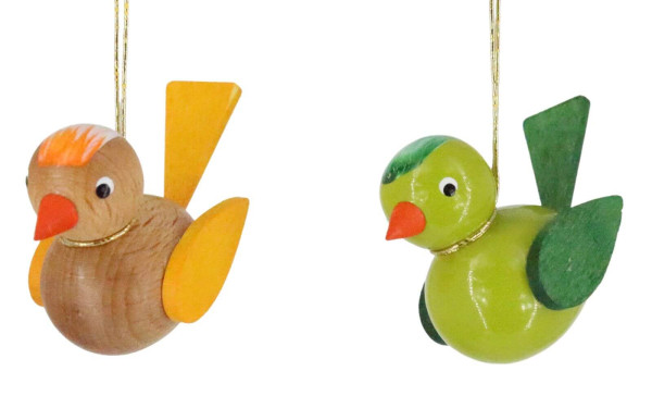 Birds to hang, green/ brown, 2 pieces by SEIFFEN.COM by Nestler GmbH
