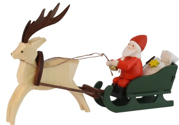 Santa Claus with reindeer sleigh, colored by Romy Thiel