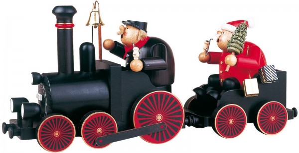 Smoking man set railroad Engine driver with locomotive, 4-piece, 24 cm from KWO