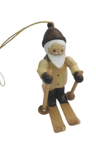 Christbaumschmuck Nikolaus auf Ski mini, natur von Romy Thiel
