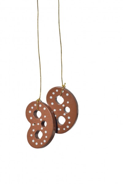 Christmas tree ornaments pretzels, light brown, 3 cm from KWO