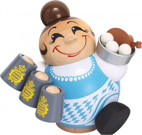 Räuchermännchen Kellnerin, 10 cm von Seiffener Volkskunst eG