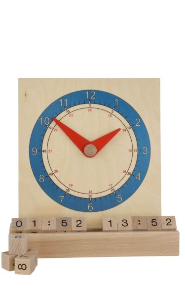 Wooden Learning Clock, 17 x 20 cm, Spielalter ab 3 Jahre, Erzgebirgische Holzspielwaren Ebert GmbH Olbernhau/ Erzgebirge