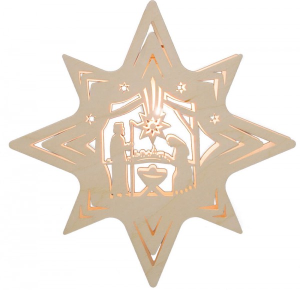 Weigla illuminated window picture star with Holy Family