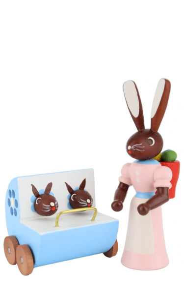 Easter bunny mother bunny with blue twin pram by Stephan Kaden_1
