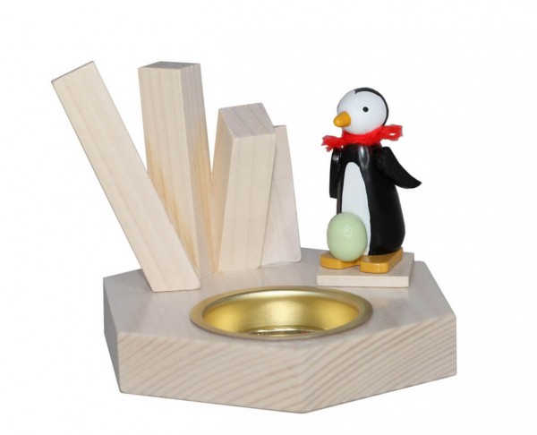 Kerzenhalter für Teelichter Pinguin mit Ei, 8 cm von Ralf Zenker