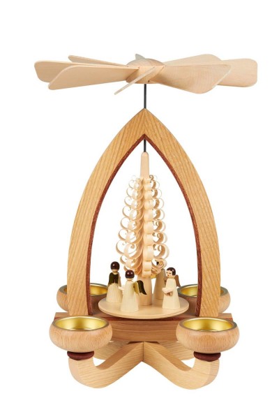 Christmas pyramid with angel for tea lights, 28 cm by Heinz Lorenz_pic1