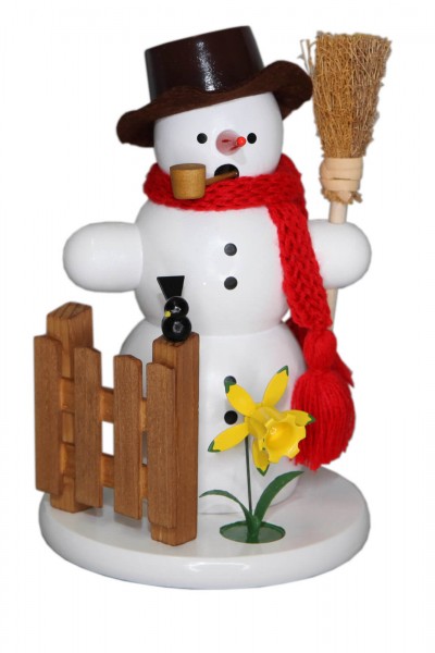 Räuchermännchen Schneemann mit Narzisse, 18 cm von Volker Zenker aus Seiffen