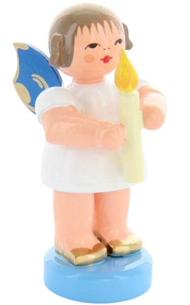 Christmas angel with candle and blue wings by Figurenland Uhlig GmbH