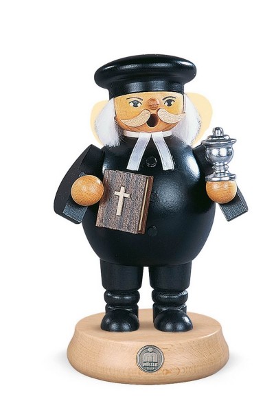 Smoking man Protestant pastor made of wood by Müller Kleinkunst from Seiffen