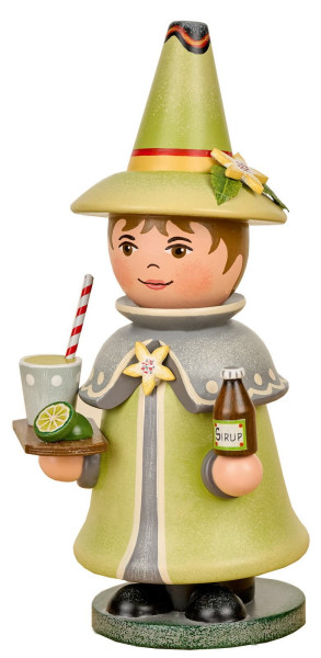 Incense Smoker Gnome Lime, 14 cm / 5.51 in, Hand Painted Wooden Figure by Hubrig Volkskunst