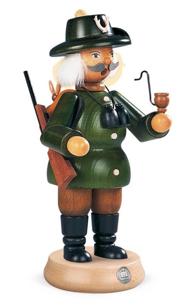 Smoking man forester made of wood by Müller Kleinkunst from Seiffen