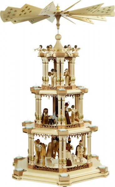 Weihnachtspyramide Barocke Spiegelpyramide Christi Geburt, natur, Richard Glässer GmbH_2