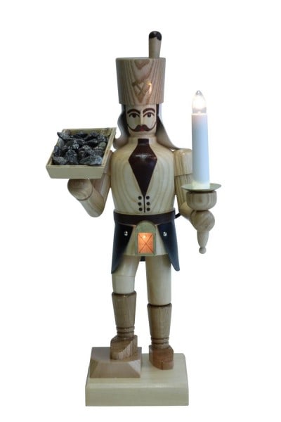 Miner with ore bowl and belly lamp, natural, 34 cm by SEIFFEN.COM