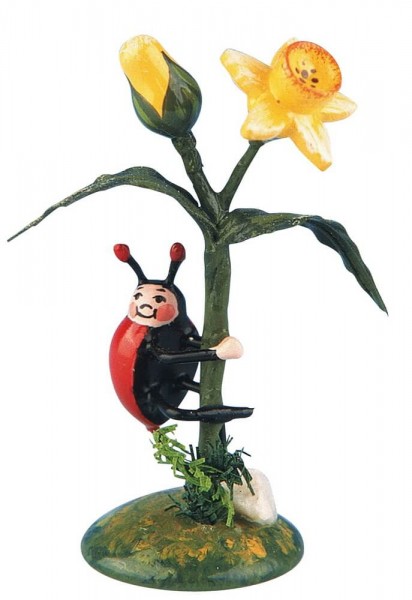 Ladybug daffodil set of 2 minis by Hubrig Volkskunst