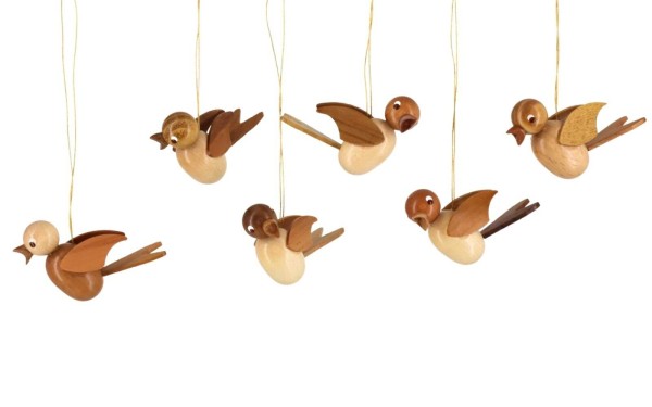 Hanging birds, 6 pieces, nature by SEIFFEN.COM