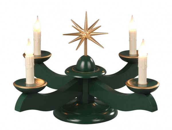 Advent candlestick with poinsettia, electrically illuminated by Albin Preißler