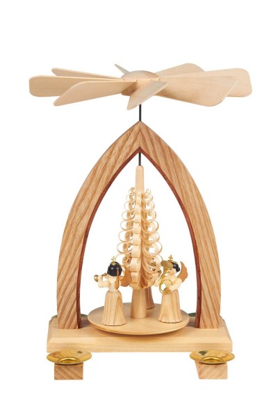 Christmas pyramid long-skinned angel, 26 cm, natural by Heinz Lorenz