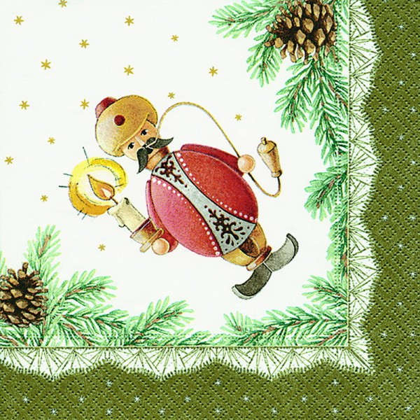 Weihnachtsservietten mit Räuchermannmotiv, 20 Stück, 3 - lagig, 33 x 33 cm