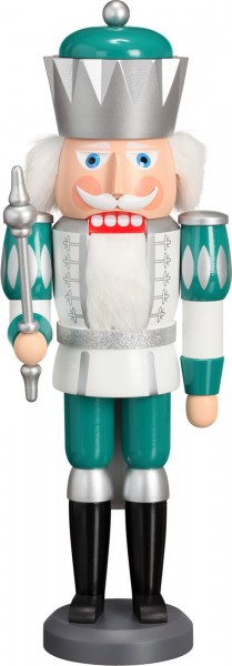 Nutcracker King Exclusive white-silver-mint turquoise, 40 cm by Seiffener Volkskunst eG