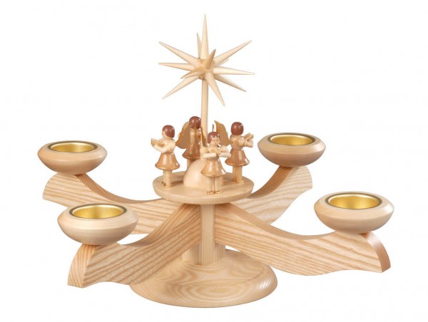 Adventsleuchter mit 4 stehenden Engeln, natur, für Teelichter von Albin Preißler