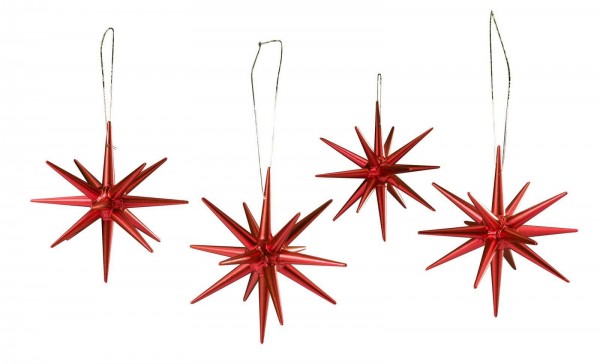 Weihnachtsbaumschmuck aus Holz, Weihnachtssterne rot-metallic, 4-teilig von Albin Preißler_Bild1