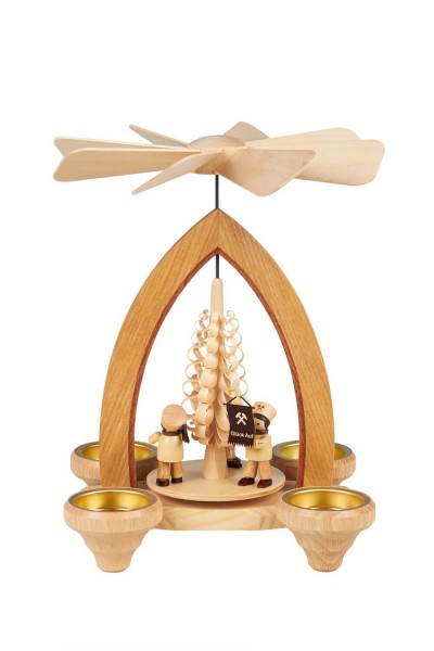 Christmas pyramid for tea lights with miners' procession, 26 cm by Heinz Lorenz