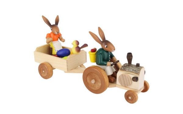German Easter Figurin Easter Bunny with tractor_1