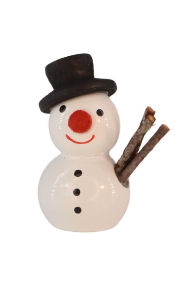 Miniature snowman with black hat, 3 cm by SEIFFEN.COM_1