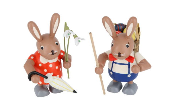 Easter bunny pair with snowdrops and carrying basket, 11 cm by KWO_1