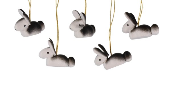 Hanging bunnies, 5 pieces, white by SEIFFEN.COM