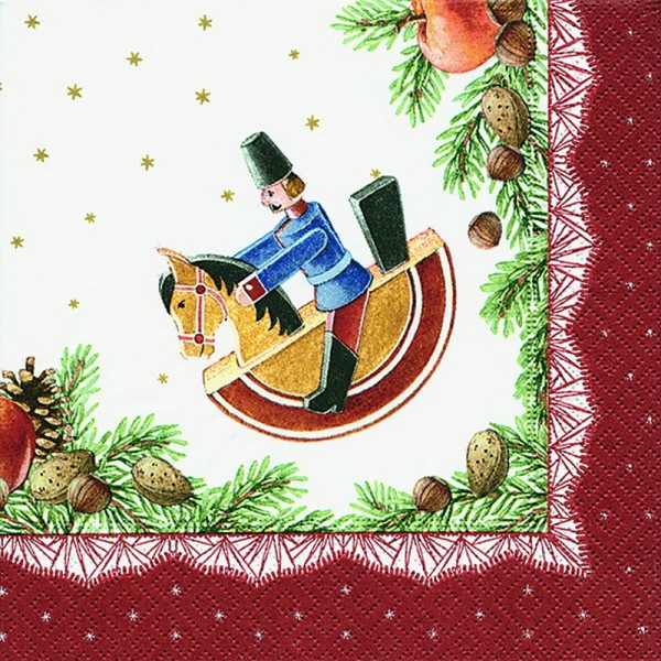 Weihnachtsservietten mit Reiterleinmotiv, 20 Stück, 3 - lagig, 33 x 33 cm