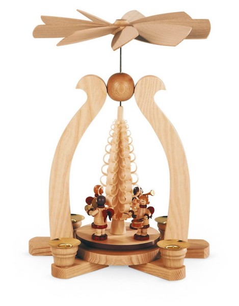 Christmas pyramid with musical angel, Müller small art from the Erzgebirge