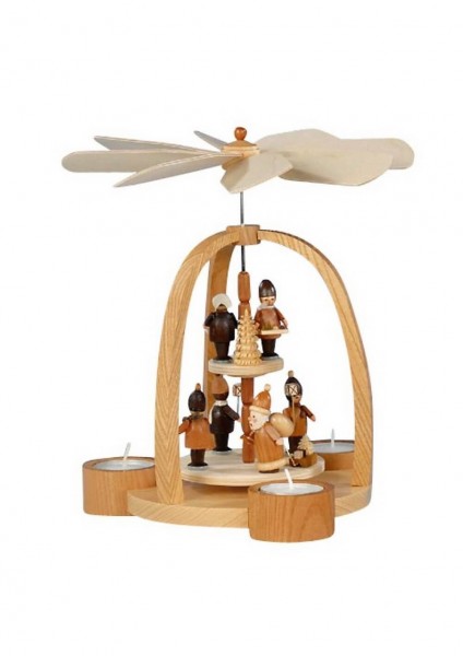 Christmas pyramid for tea lights Santa Claus with Striezelkinder by Knuth Neuber