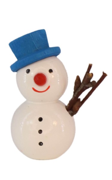 Miniature snowman with blue hat, 4 cm by SEIFFEN.COM_1