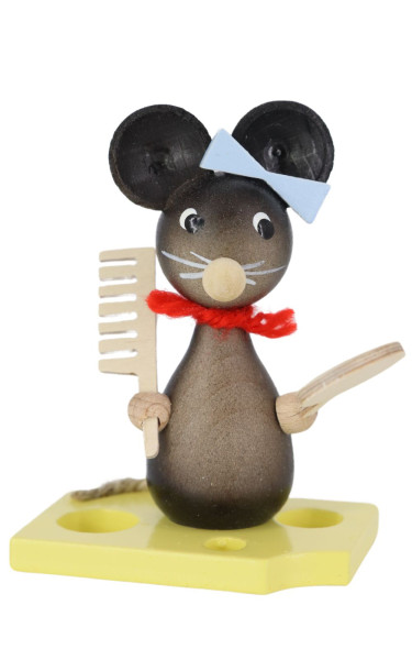 Miniature mouse child with comb and mirror, 7 cm, colored by Ralf Zenker