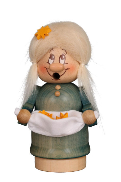 German Incense Smoker Mini Gnome Star Girl, 5.5 inches (14 cm) by Christian Ulbricht, Made in Germany