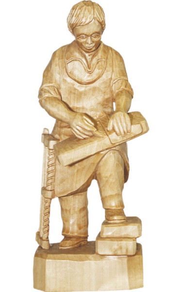 Carpenter, carved, natural, 25 cm by Schnitzkunst aus dem Erzgebirge