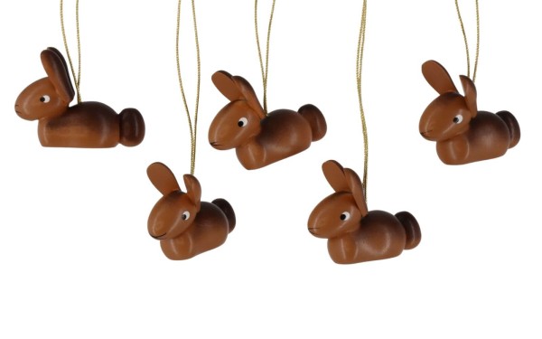 Hanging bunnies, 5 pieces, brown by SEIFFEN.COM