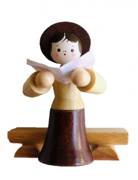 German Wooden Figurin woman, nature, 6 cm, Romy Thiel Deutschneudorf/ Erzgebirge