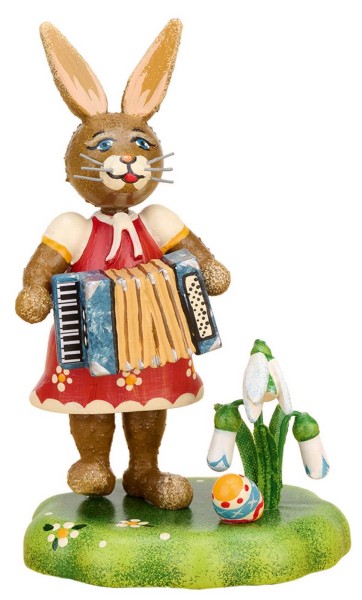 Easter bunny musician girl with accordion by Hubrig Volkskunst