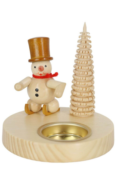 Candle holder for tea lights with snowman on ice skates by Volker Zenker